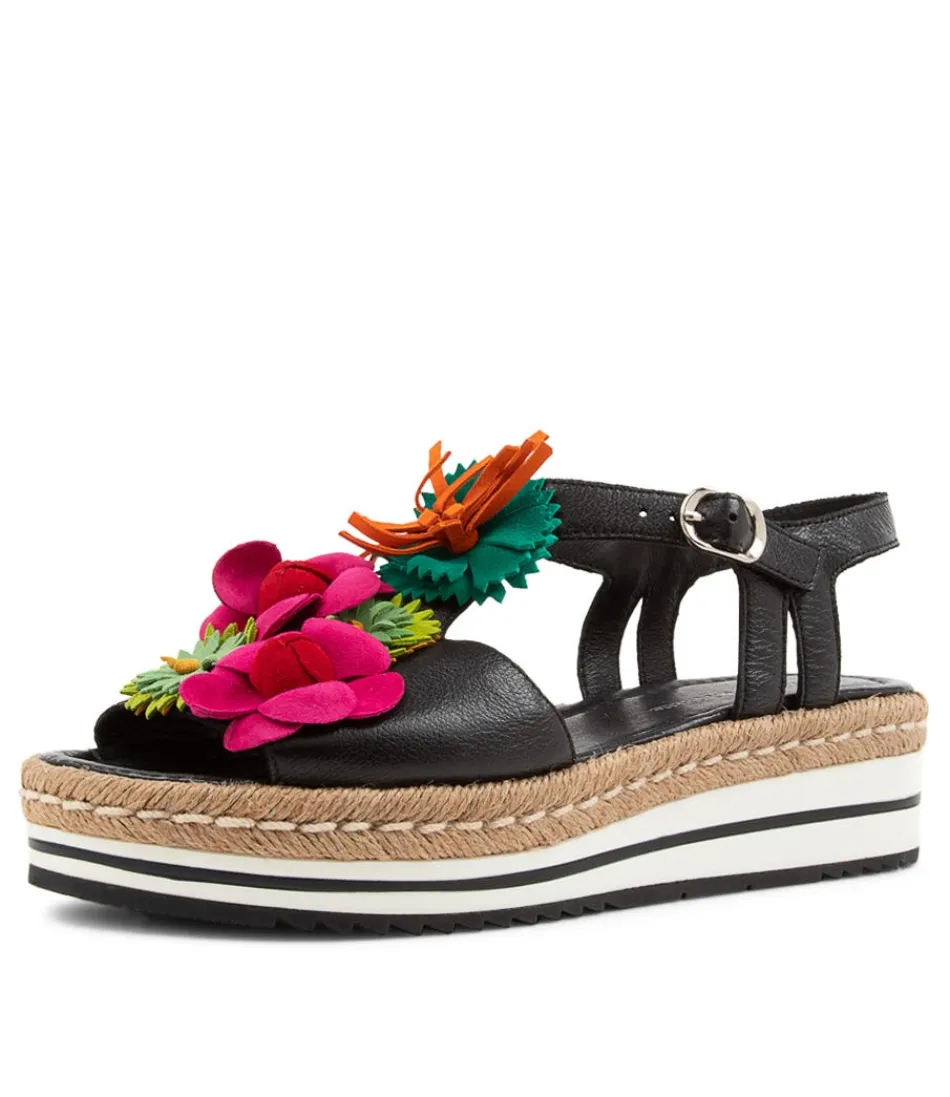 DJANGO & JULIETTE - Espadrilles Femme Élégantes en Cuir Souple avec Motif Multicolore - Sandales Abela Style Bohème-Chic pour Tenue Printemps-Été