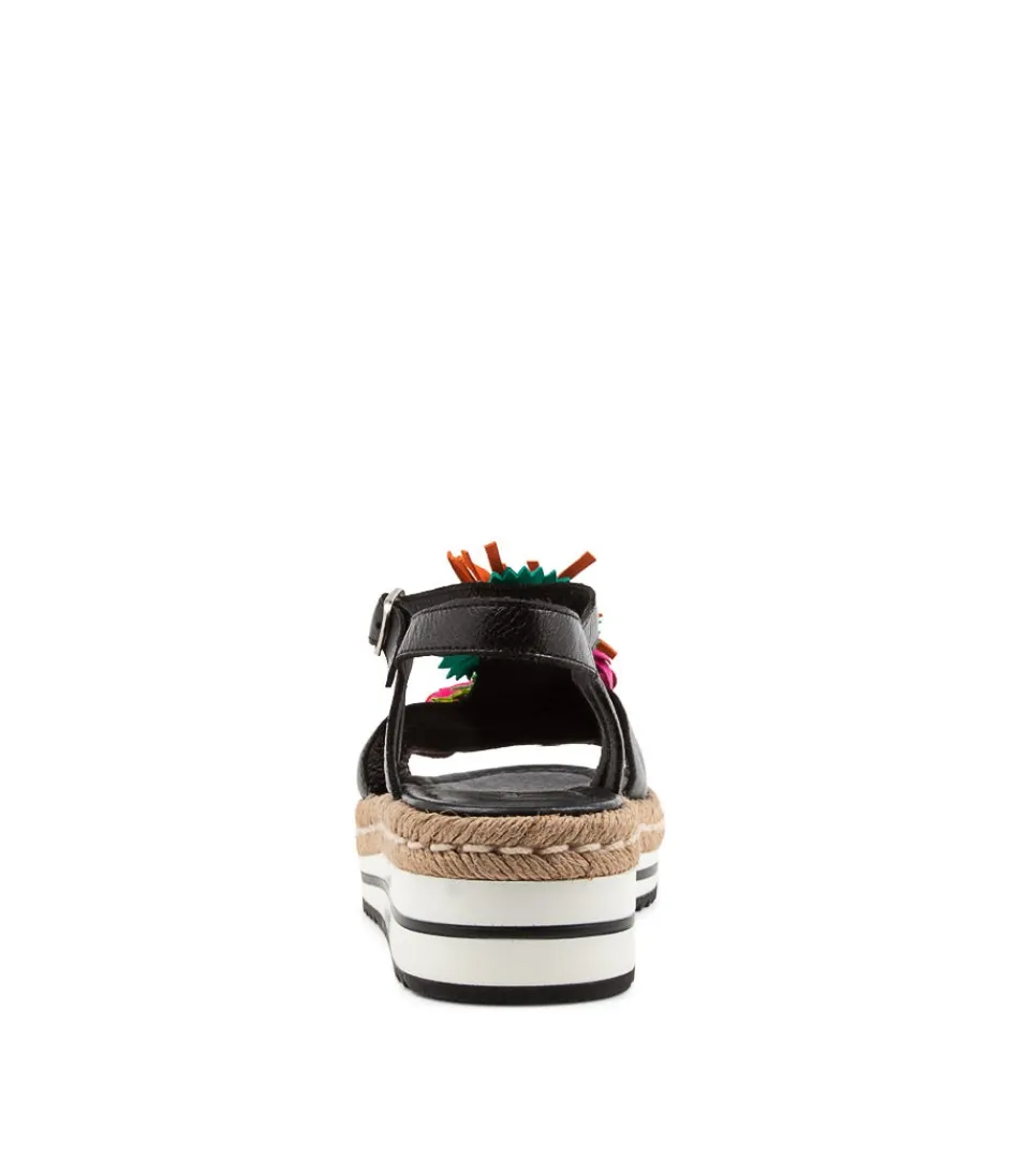DJANGO & JULIETTE - Espadrilles Femme Élégantes en Cuir Souple avec Motif Multicolore - Sandales Abela Style Bohème-Chic pour Tenue Printemps-Été