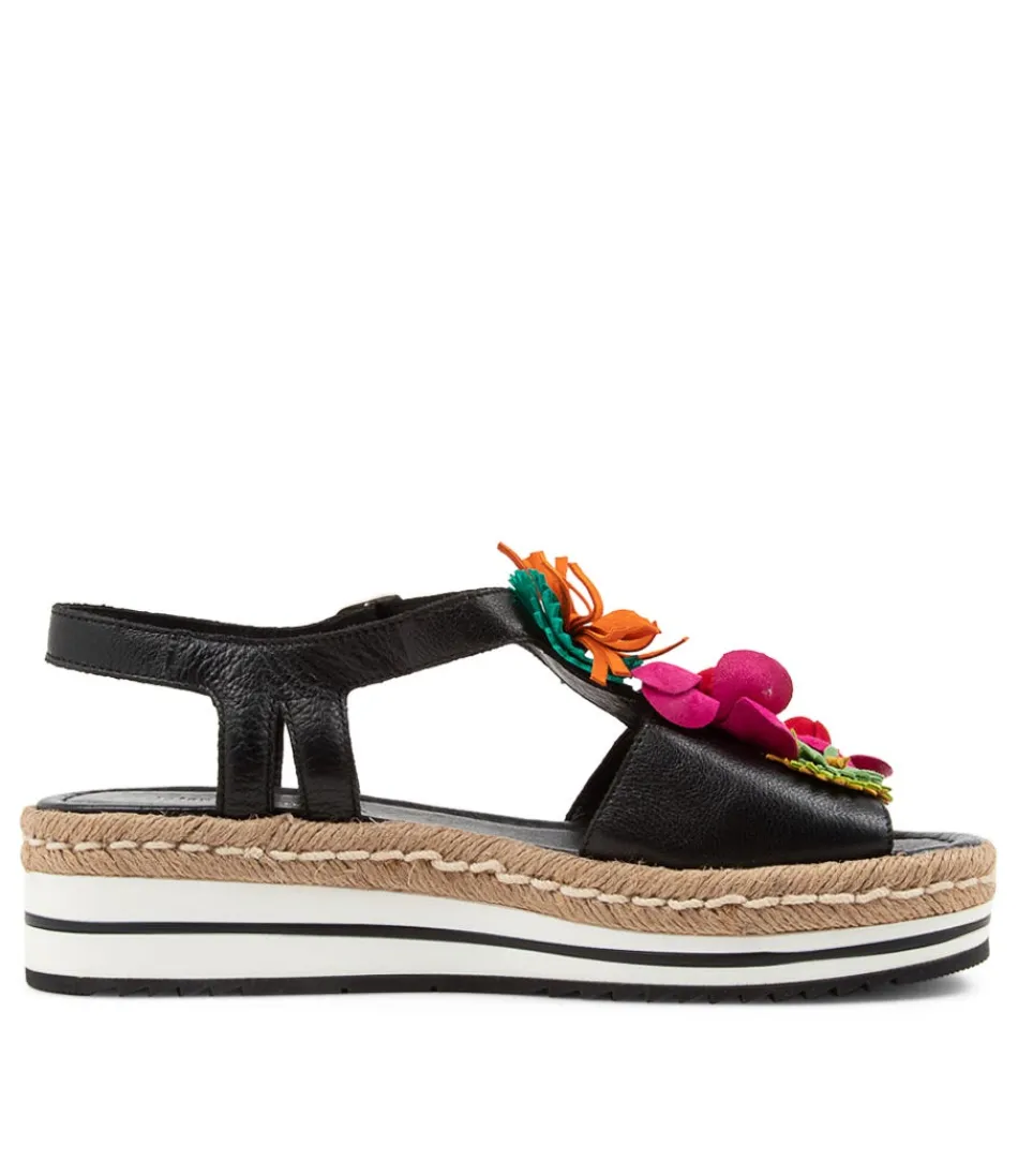 DJANGO & JULIETTE - Espadrilles Femme Élégantes en Cuir Souple avec Motif Multicolore - Sandales Abela Style Bohème-Chic pour Tenue Printemps-Été