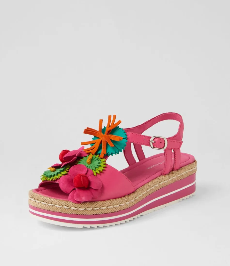 Espadrilles DJANGO & JULIETTE Abela - Cuir Multicolore Fuchsia pour Femme - Style Bohème Décontracté