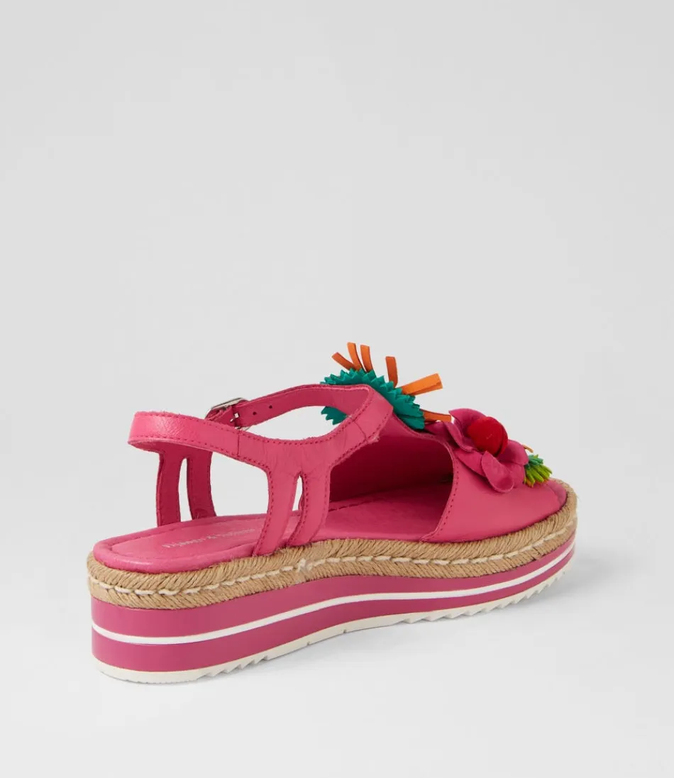 Espadrilles DJANGO & JULIETTE Abela - Cuir Multicolore Fuchsia pour Femme - Style Bohème Décontracté