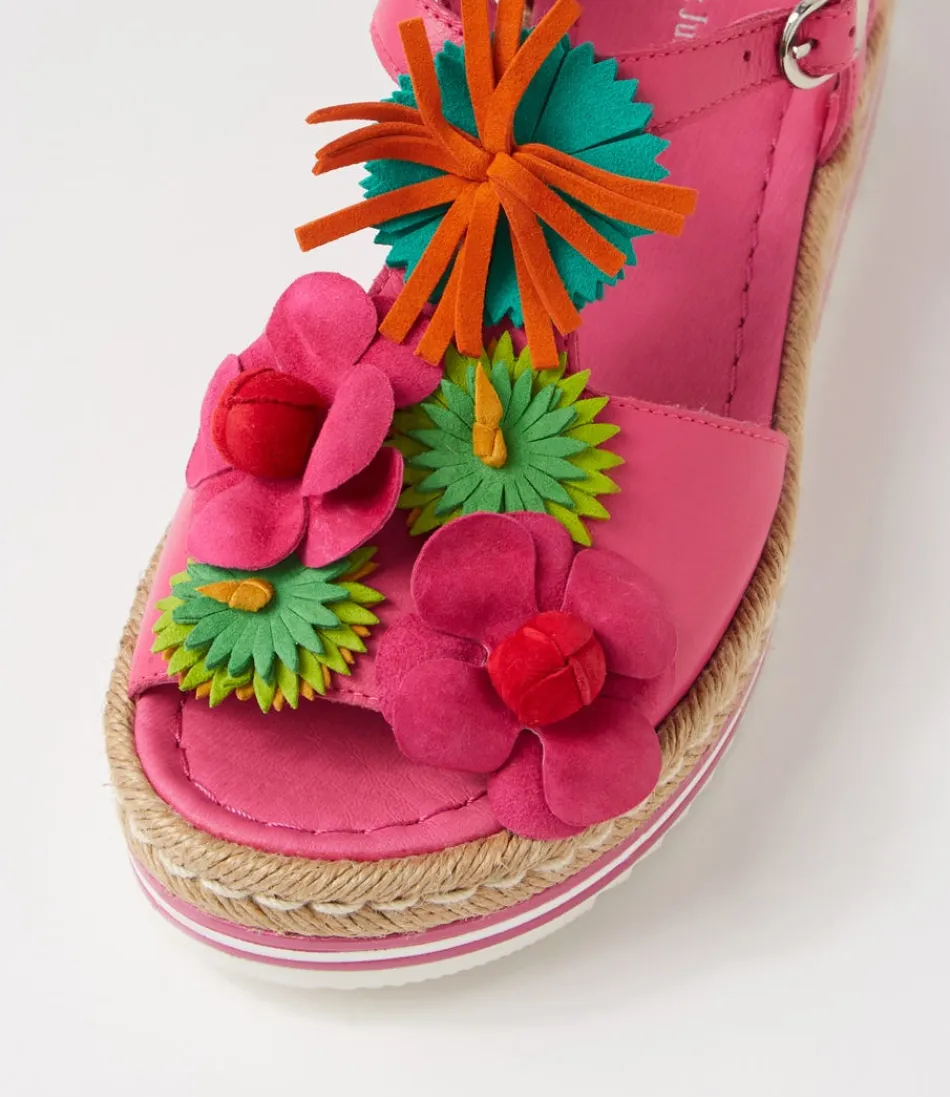 Espadrilles DJANGO & JULIETTE Abela - Cuir Multicolore Fuchsia pour Femme - Style Bohème Décontracté