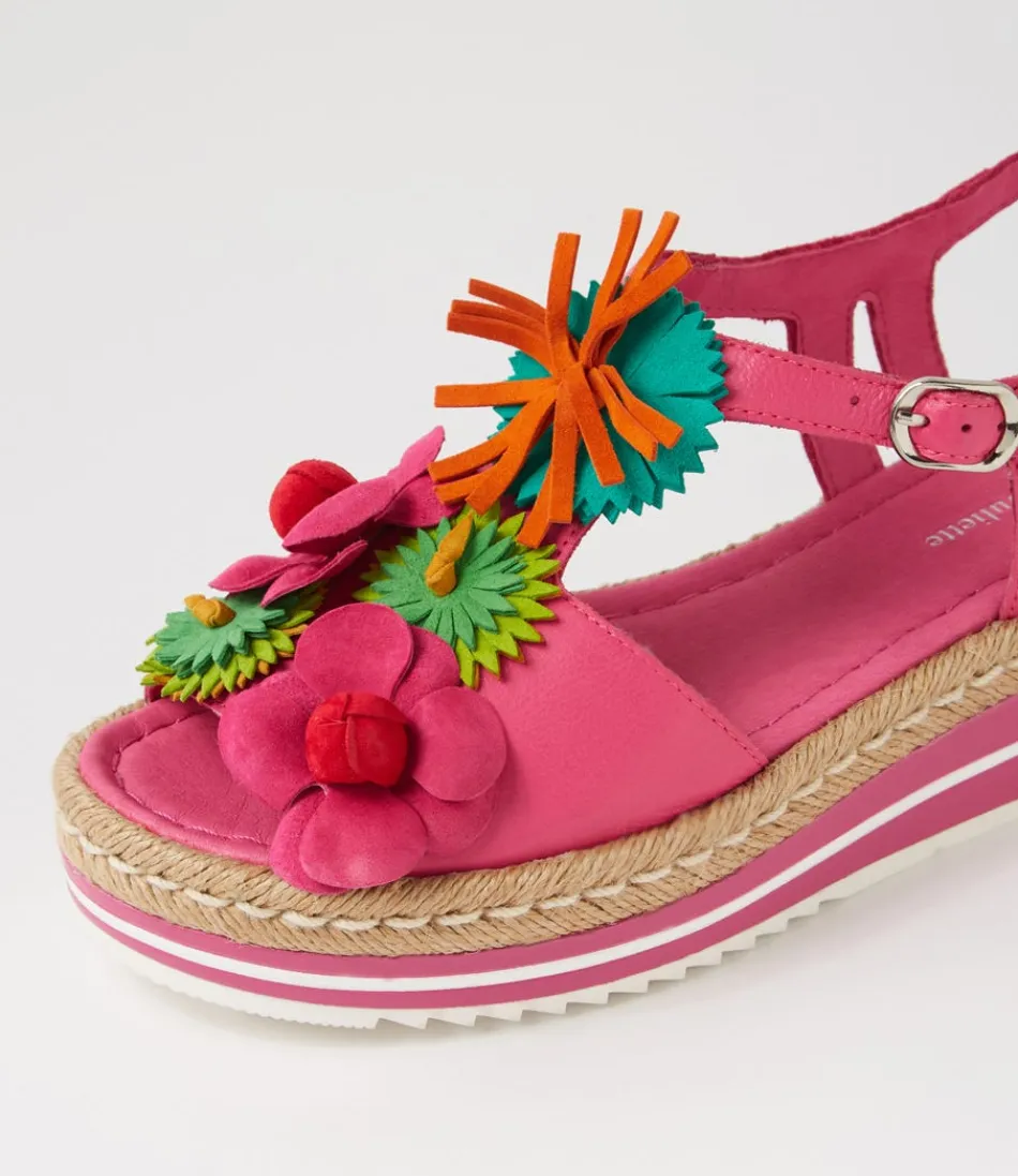 Espadrilles DJANGO & JULIETTE Abela - Cuir Multicolore Fuchsia pour Femme - Style Bohème Décontracté