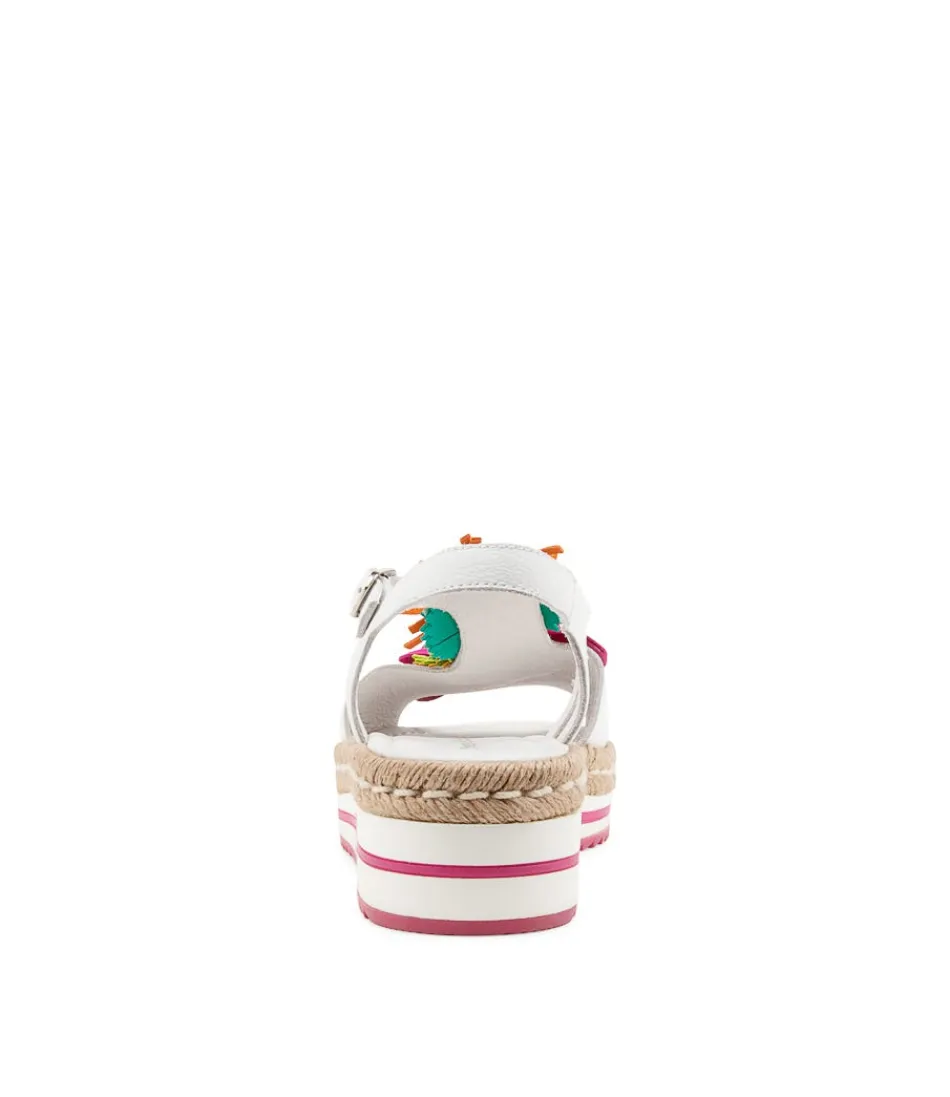 Espadrilles Femme DJANGO & JULIETTE - Sandales Abela en Cuir Souple Blanc Cassé à Motifs Ethniques, Style Bohème Printanier Confortable