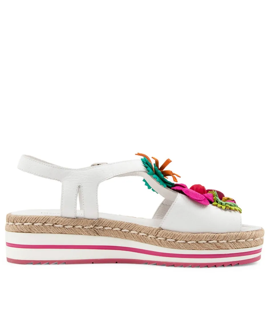 Espadrilles Femme DJANGO & JULIETTE - Sandales Abela en Cuir Souple Blanc Cassé à Motifs Ethniques, Style Bohème Printanier Confortable