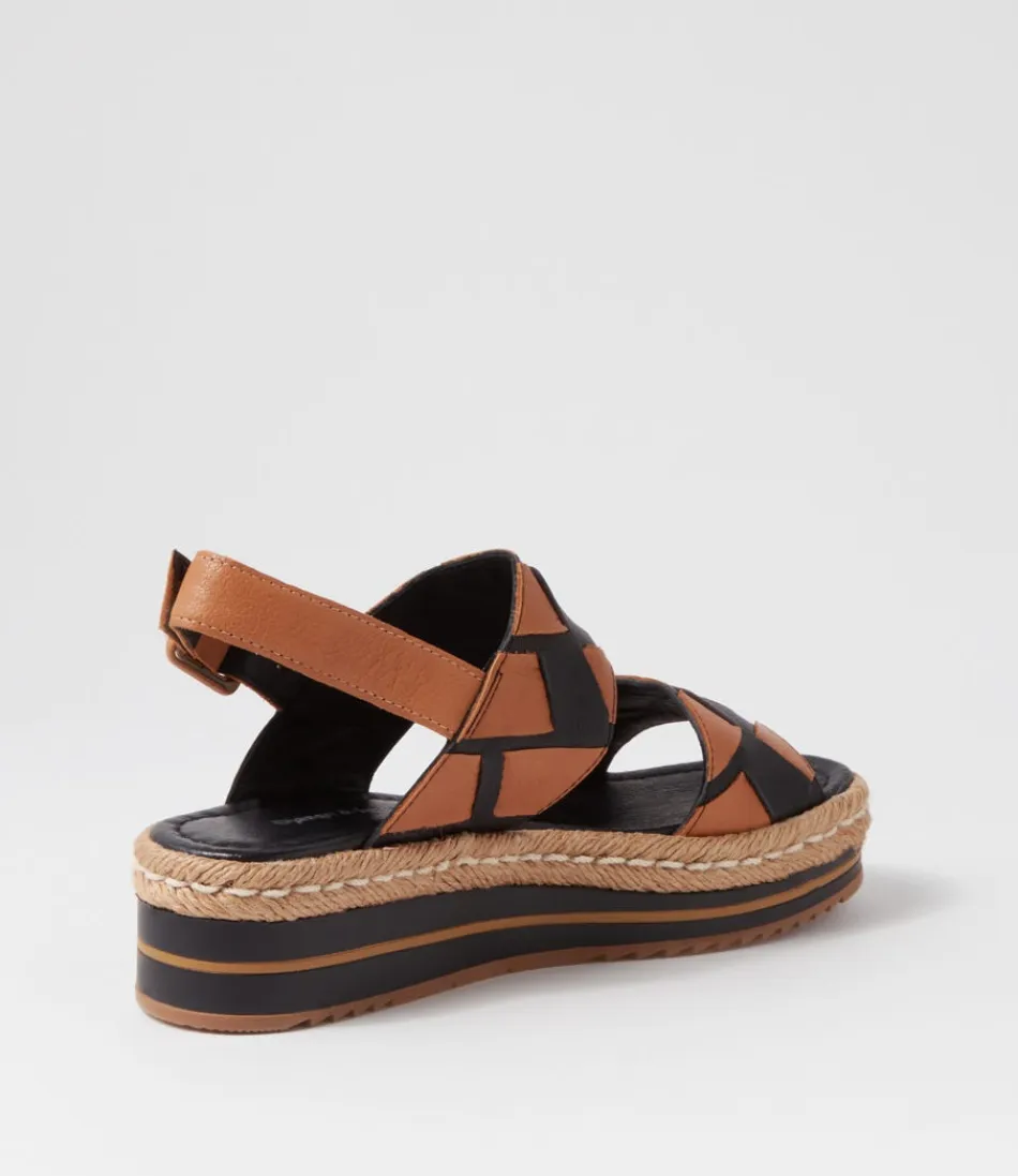 Espadrilles Femme Django & Juliette - Tressage Cuir Noir et Taupe - Style Méditerranéen Intemporel
