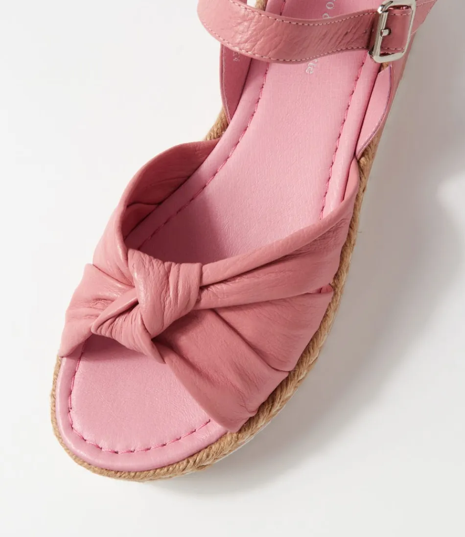 Éspadrilles Femme Adah en Cuir Rose Poudré - Modèle Confortable par Django & Juliette