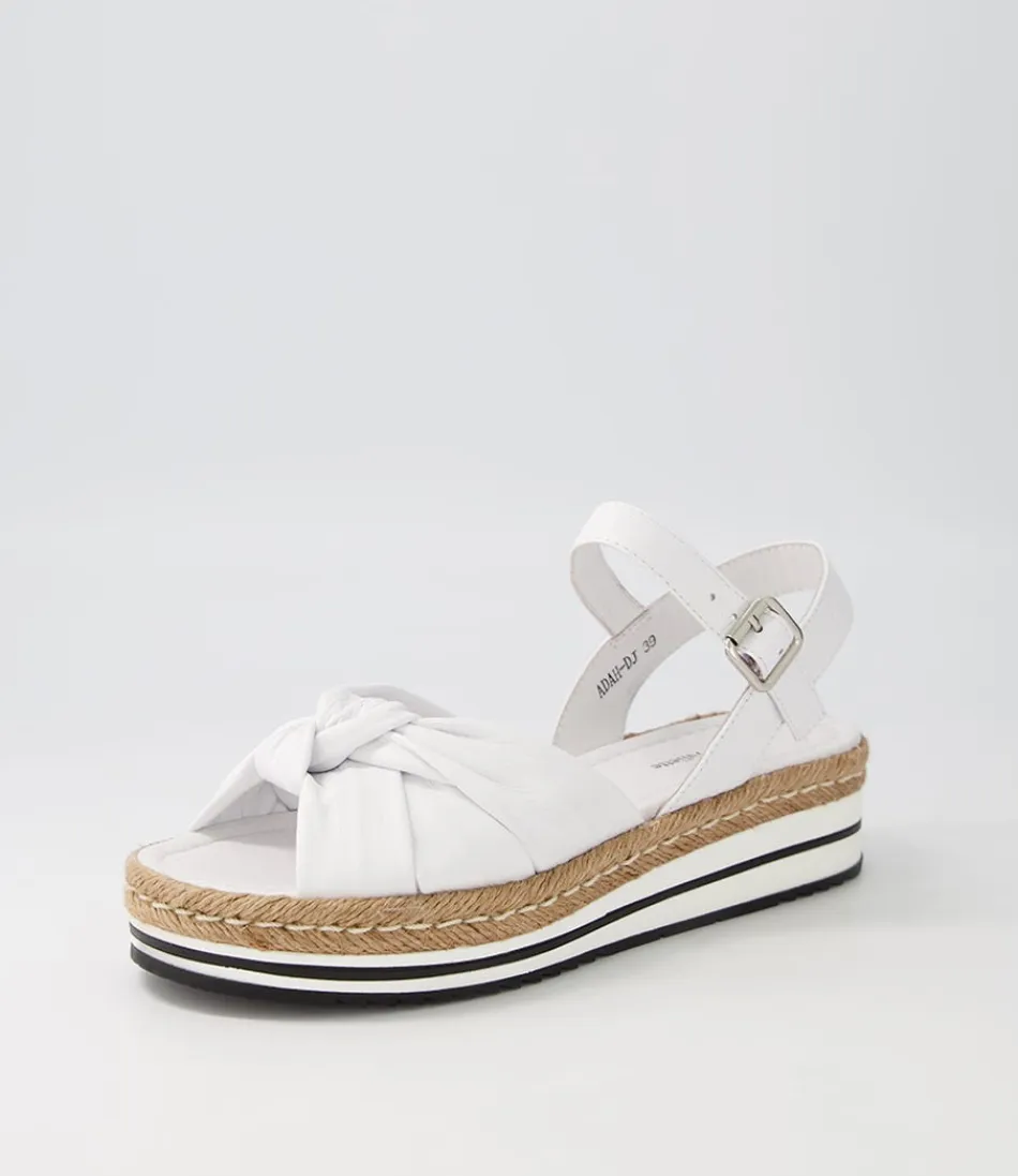 Adah - Espadrilles Femme en Cuir Blanc Souple avec Semelle Tressée Style Méditerranéen - Modèle Confortable par Django & Juliette