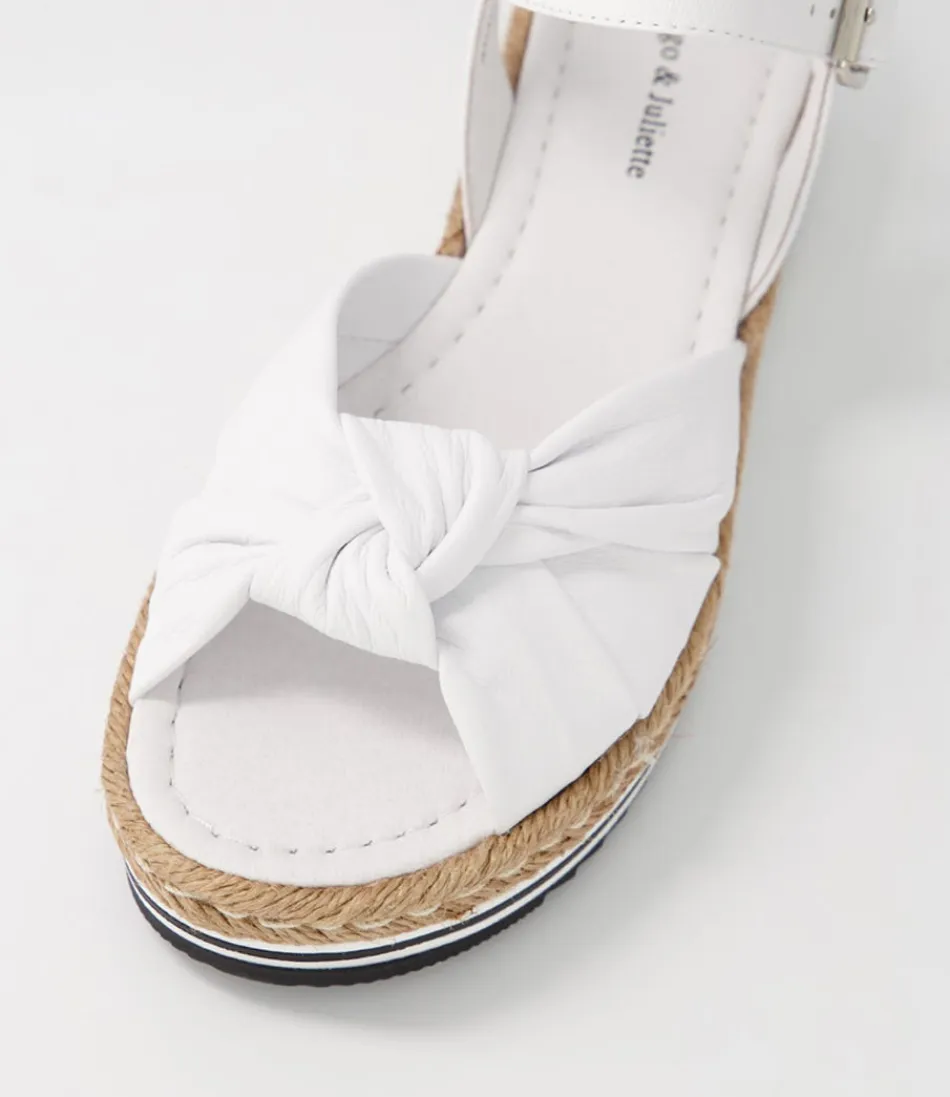 Adah - Espadrilles Femme en Cuir Blanc Souple avec Semelle Tressée Style Méditerranéen - Modèle Confortable par Django & Juliette