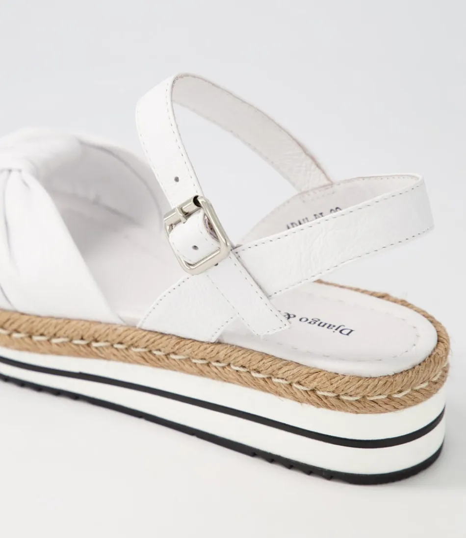 Adah - Espadrilles Femme en Cuir Blanc Souple avec Semelle Tressée Style Méditerranéen - Modèle Confortable par Django & Juliette
