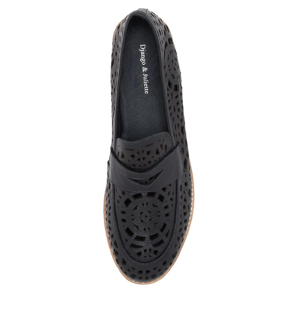 Mocassins femme en cuir marine - Modèle Addah Lrg par Django & Juliette