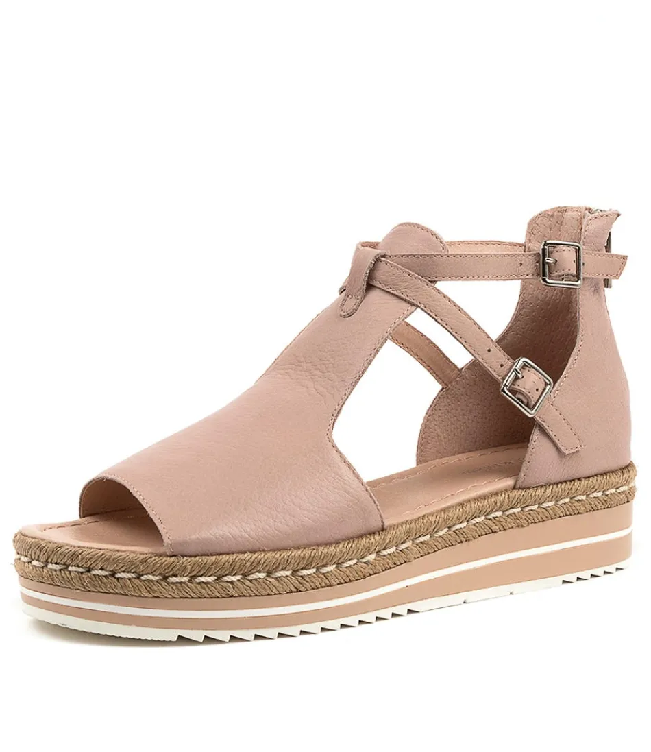 DJANGO et JULIETTE - Baskets style espadrille en cuir rosé pour femme - Modèle Alexys - Chaussures d'été élégantes à lacets