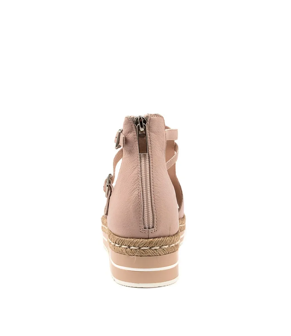 DJANGO et JULIETTE - Baskets style espadrille en cuir rosé pour femme - Modèle Alexys - Chaussures d'été élégantes à lacets