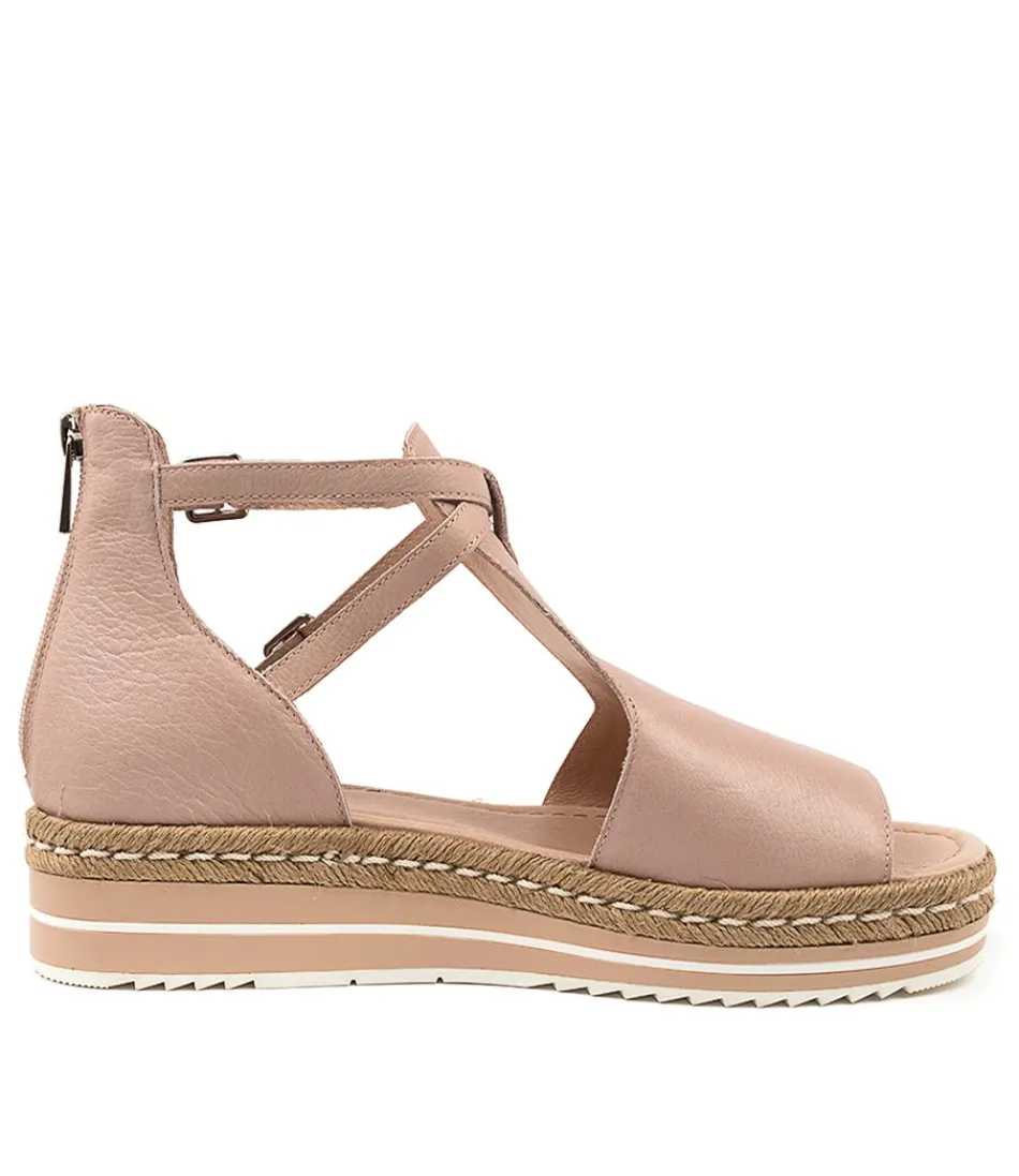 DJANGO et JULIETTE - Baskets style espadrille en cuir rosé pour femme - Modèle Alexys - Chaussures d'été élégantes à lacets