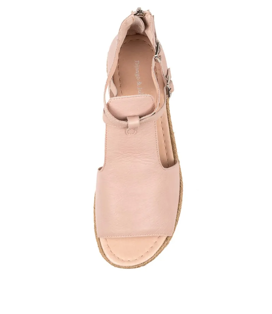 DJANGO et JULIETTE - Baskets style espadrille en cuir rosé pour femme - Modèle Alexys - Chaussures d'été élégantes à lacets