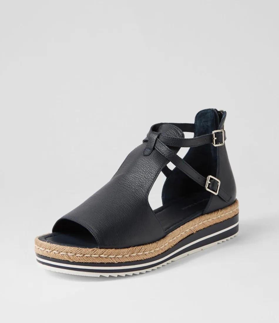 Élégantes espadrilles pour femme DJANGO & JULIETTE - Modèle Alexys Taille Large en Cuir Marin Souple - Style Méditerranéen Intemporel