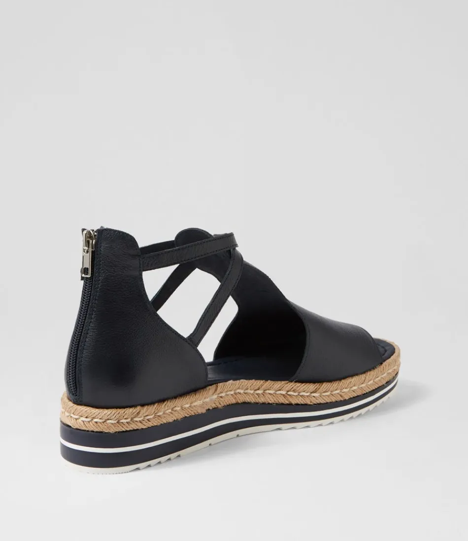 Élégantes espadrilles pour femme DJANGO & JULIETTE - Modèle Alexys Taille Large en Cuir Marin Souple - Style Méditerranéen Intemporel