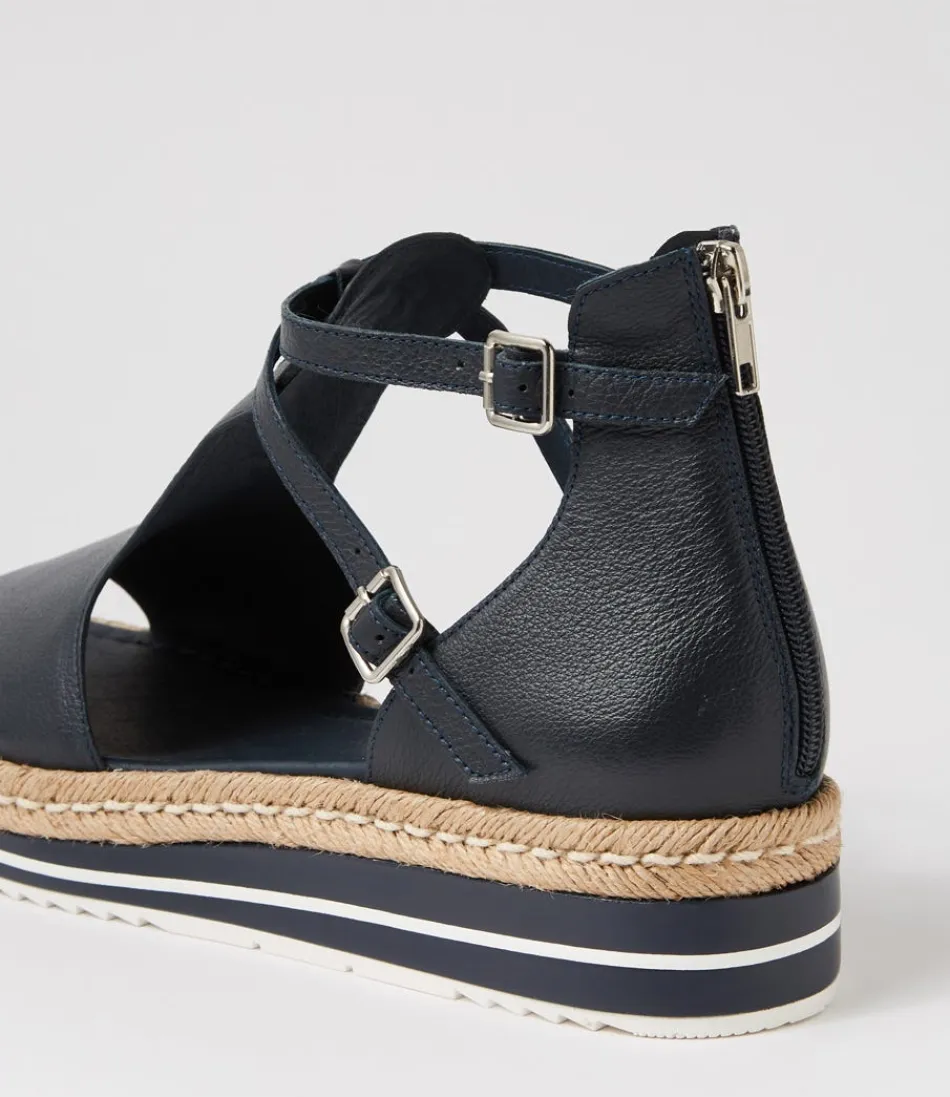Élégantes espadrilles pour femme DJANGO & JULIETTE - Modèle Alexys Taille Large en Cuir Marin Souple - Style Méditerranéen Intemporel