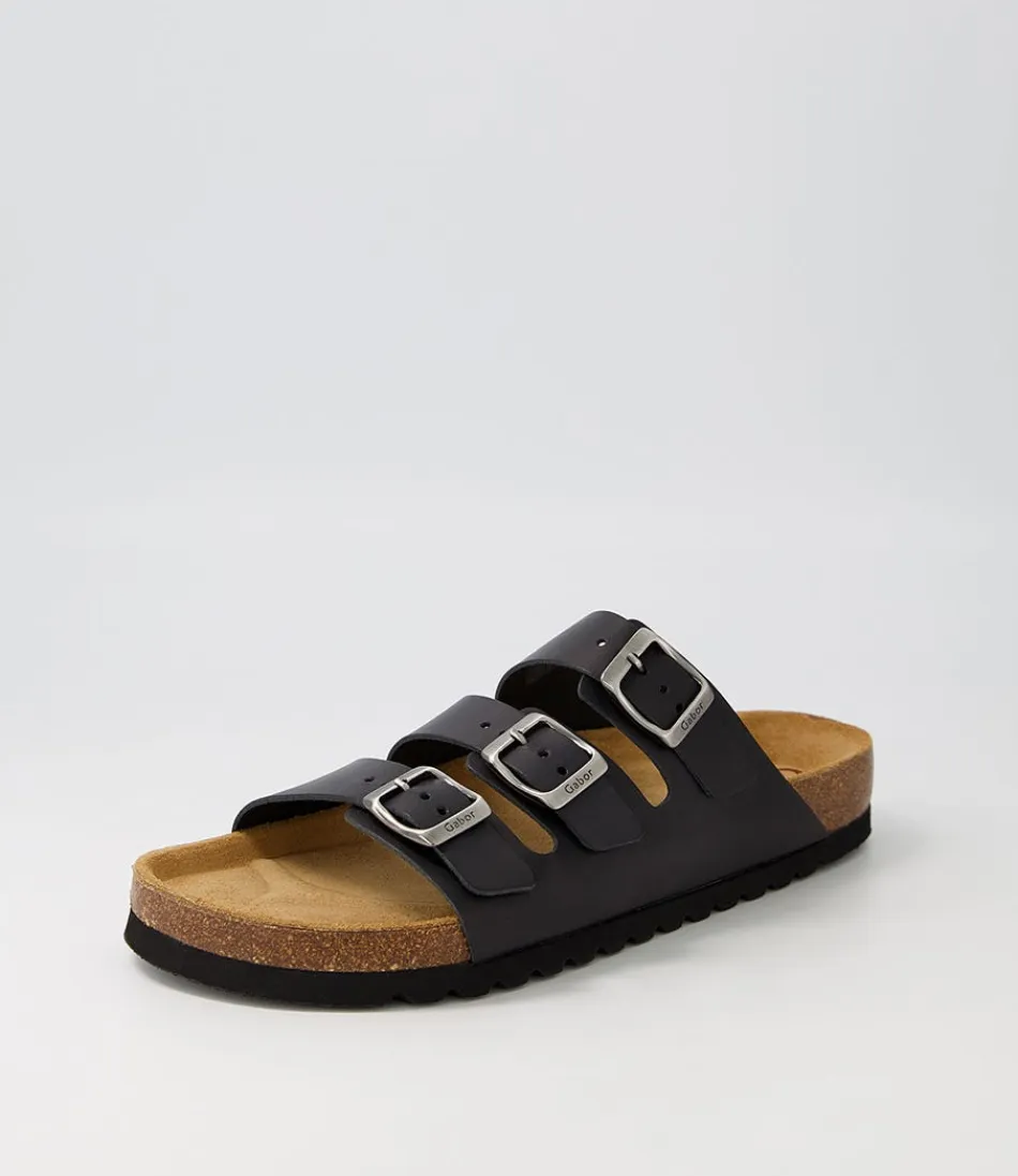 GABOR Femme - Sandales Alfy Noir en Cuir Souple Confort Optimal - Élégance Urbaine & Style Décontracté