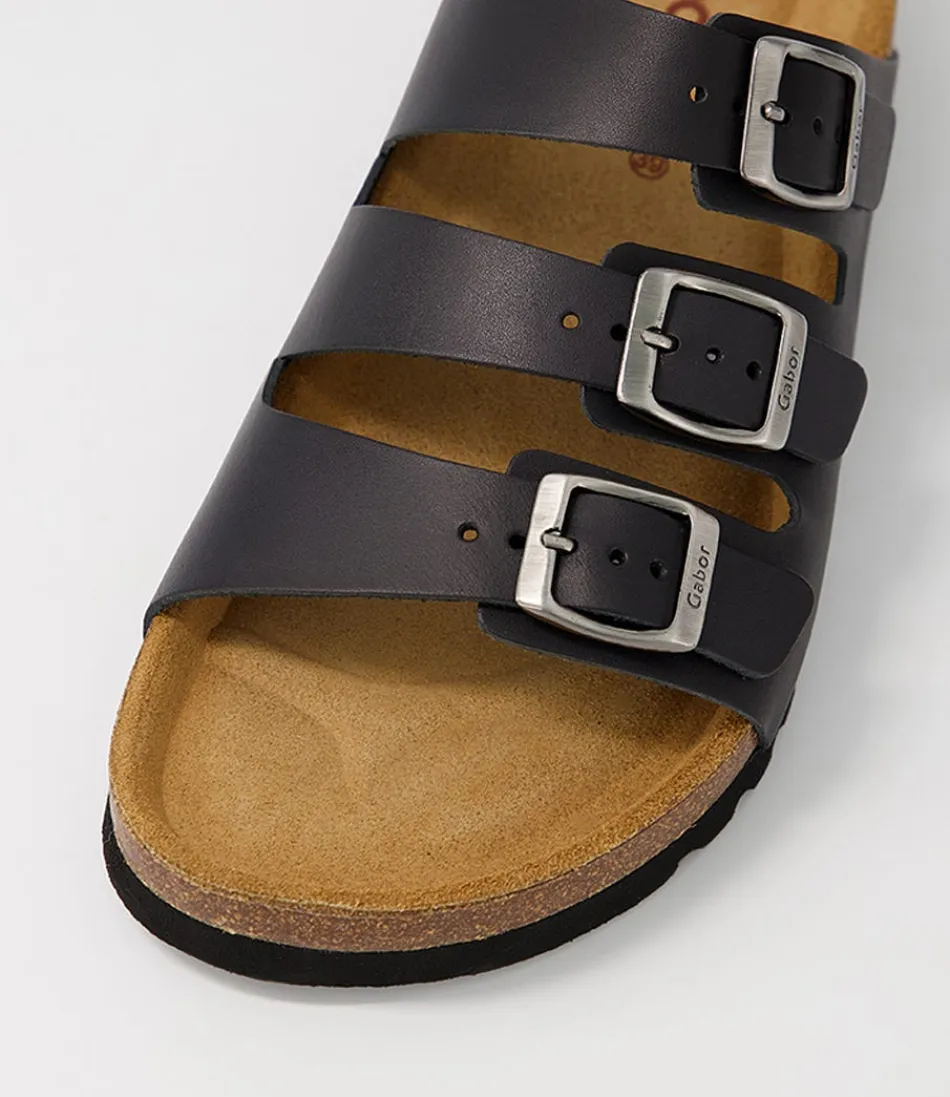 GABOR Femme - Sandales Alfy Noir en Cuir Souple Confort Optimal - Élégance Urbaine & Style Décontracté