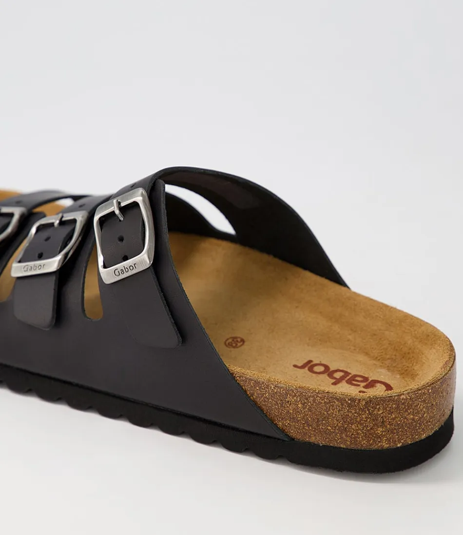 GABOR Femme - Sandales Alfy Noir en Cuir Souple Confort Optimal - Élégance Urbaine & Style Décontracté
