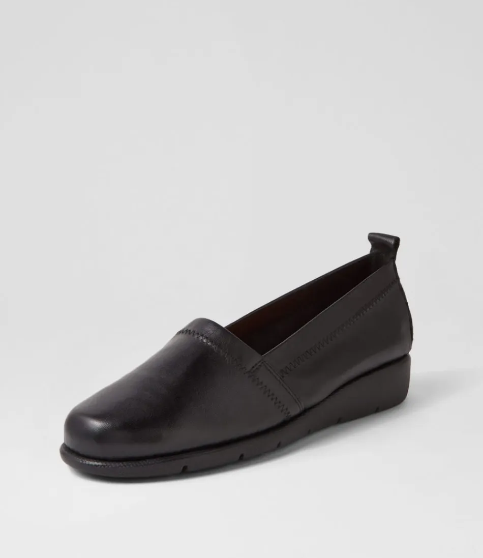 Mocassins Aliner en cuir noir - Confort optimal et douceur exceptionnelle pour femme  
Chaussures d'intérieur/extérieur à semelle memory foam - Style intemporel avec empreinte minimaliste  
Modèle féminin conçu pour les journées actives - Cuir souple résistant aux froissements
