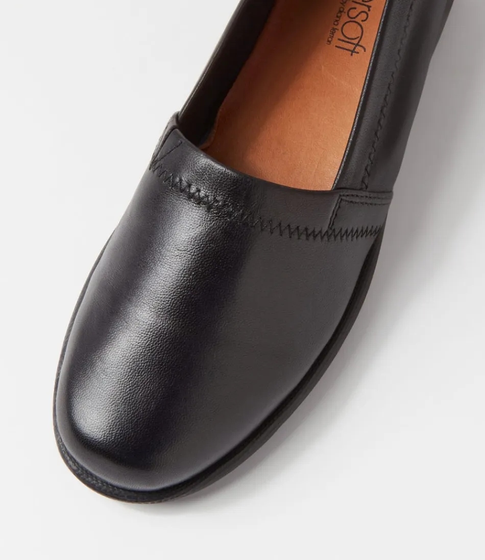 Mocassins Aliner en cuir noir - Confort optimal et douceur exceptionnelle pour femme  
Chaussures d'intérieur/extérieur à semelle memory foam - Style intemporel avec empreinte minimaliste  
Modèle féminin conçu pour les journées actives - Cuir souple résistant aux froissements