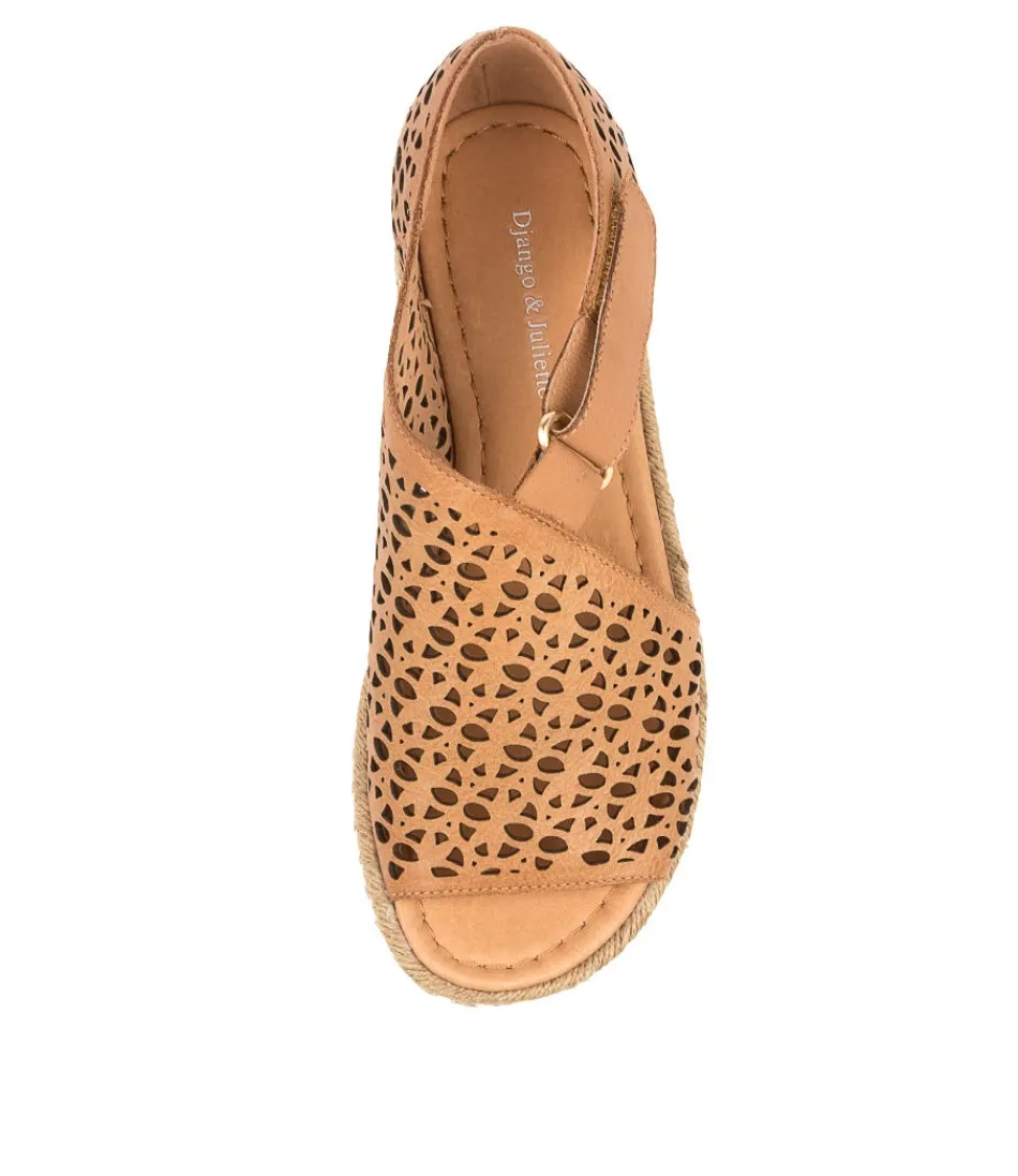 Espadrilles Femme Django & Juliette - Modèle Alkiet en Cuir Patiné Camel