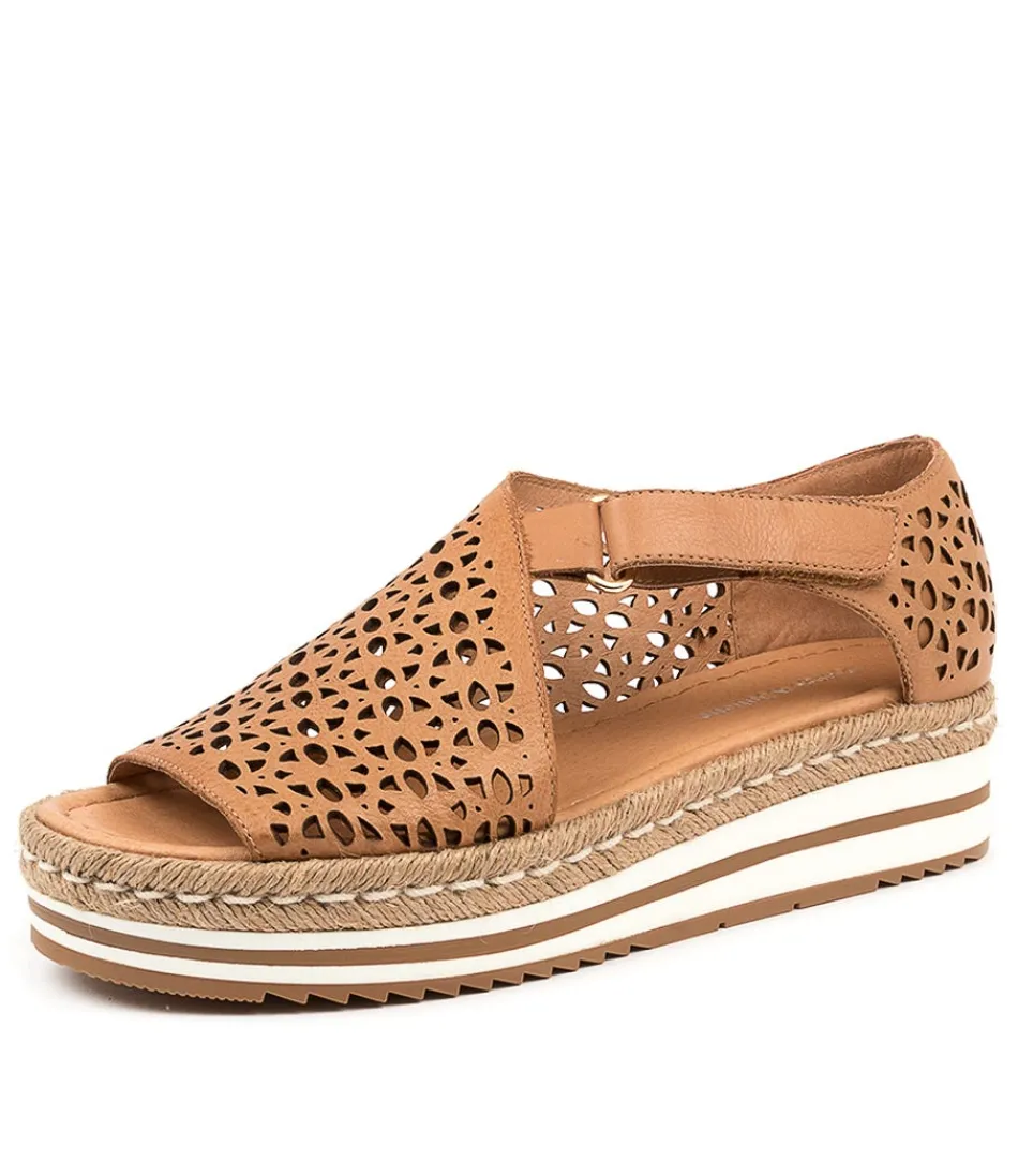 Espadrilles Femme Django & Juliette - Modèle Alkiet en Cuir Patiné Camel