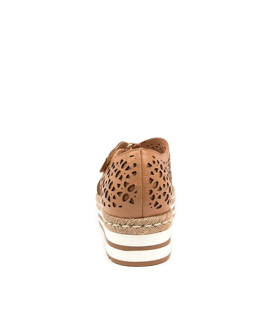 Espadrilles Femme Django & Juliette - Modèle Alkiet en Cuir Patiné Camel