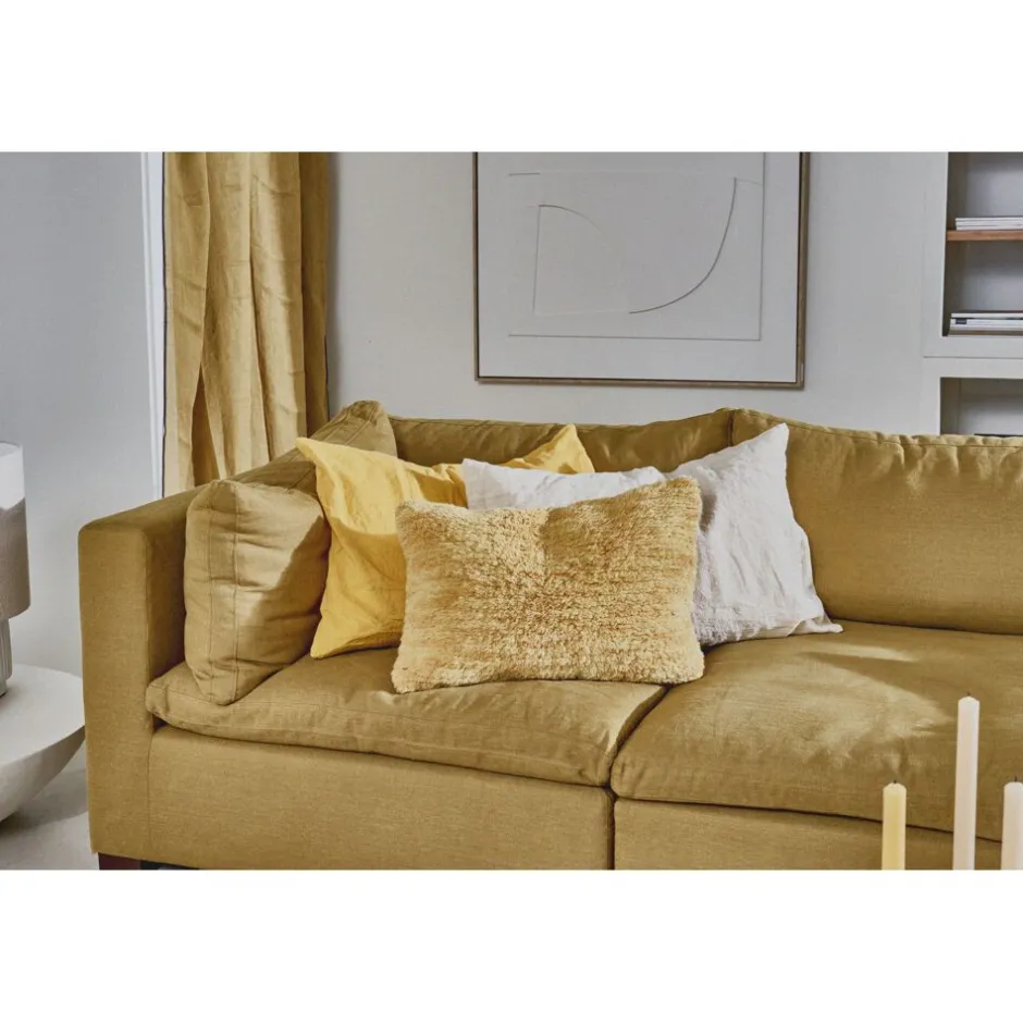Coussin décoratif lin Pomax Alpha Basics - 70x50 cm, jaune moutarde éclatant
