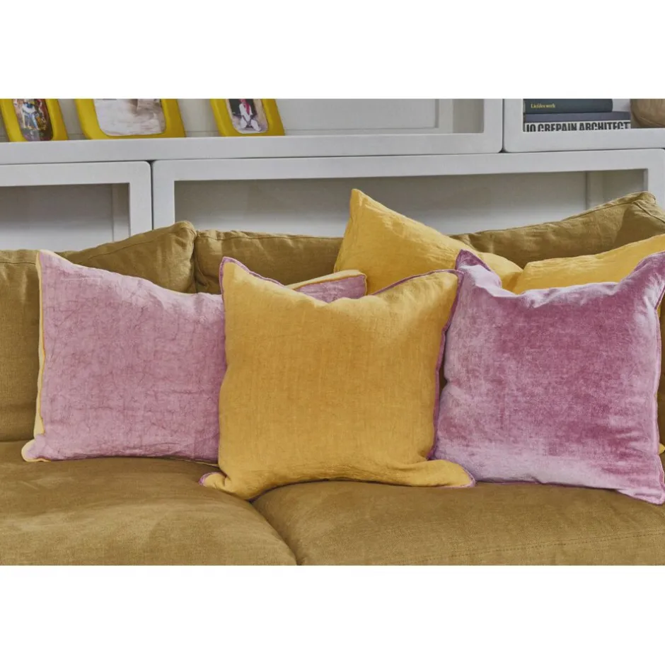 Coussin décoratif lin Pomax Alpha Basics - 70x50 cm, jaune moutarde éclatant
