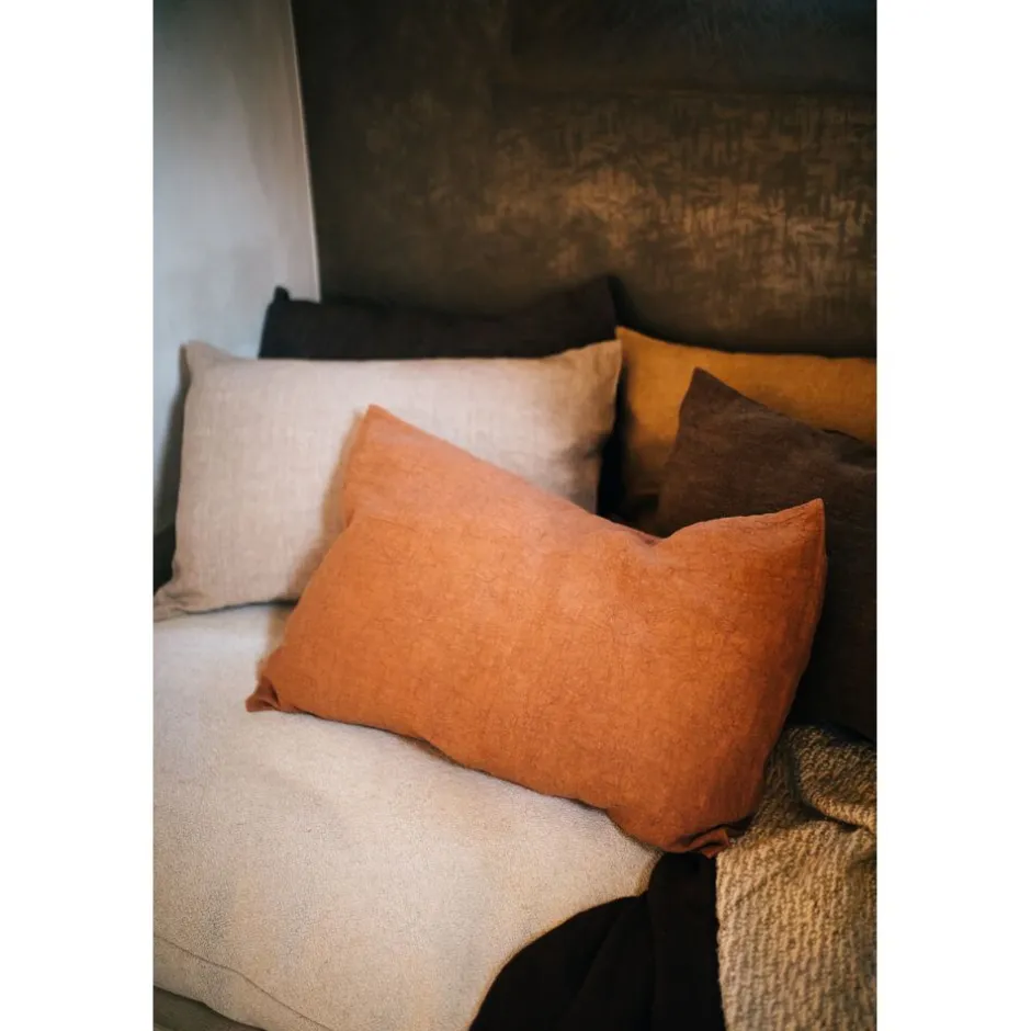 Coussin d'appoint décoratif en lin pur | Dimensions généreuses 70x50cm | Teinture naturelle - Collection Essentiels Alpha par Pomax