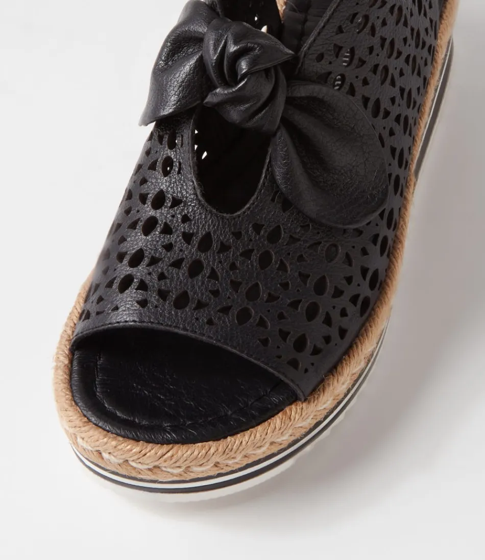 Sandales plates Altona - Django & Juliette - Espadrilles en cuir noir élégantes pour femme - Style méditerranéen intemporel