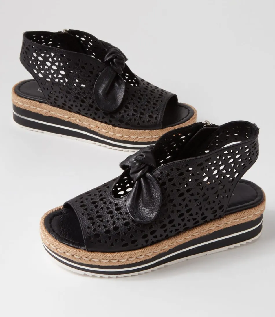 Sandales plates Altona - Django & Juliette - Espadrilles en cuir noir élégantes pour femme - Style méditerranéen intemporel