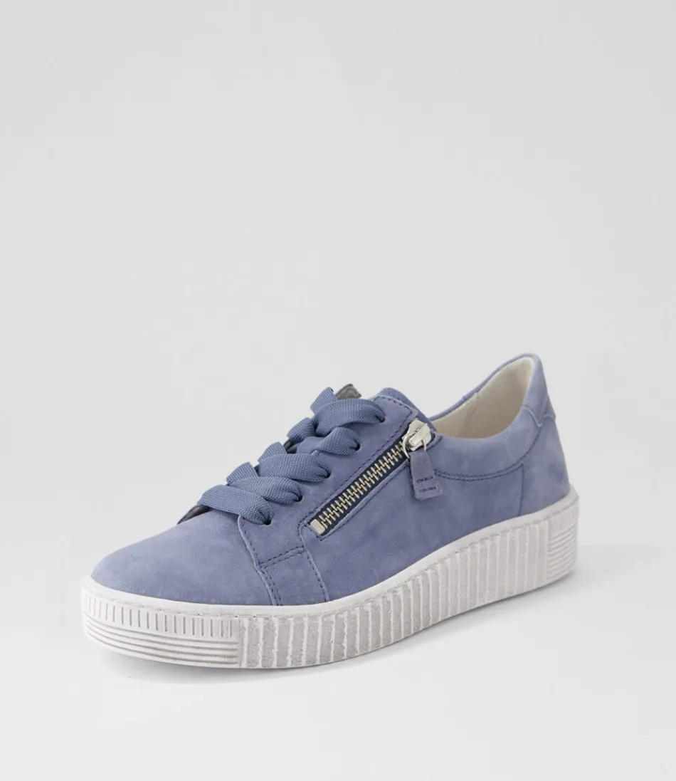 Chaussures GABOR Amelia Nautic - Sneakers Femme en Daim Blanc Nacré avec Semelle Confort Dynamique