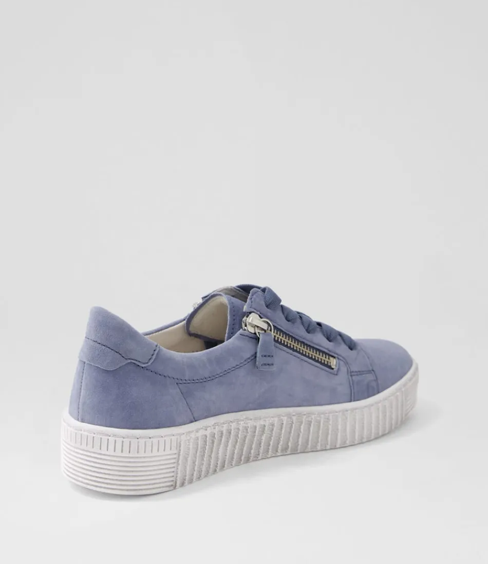Chaussures GABOR Amelia Nautic - Sneakers Femme en Daim Blanc Nacré avec Semelle Confort Dynamique