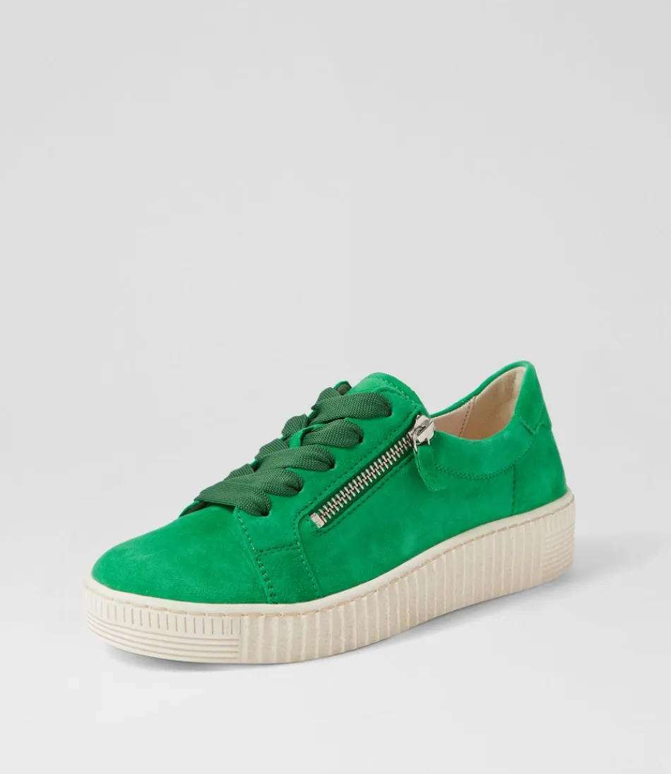 Chaussures GABOR Amelia Confort - Baskets en daim souple femme, teinte vert-beige raffinée