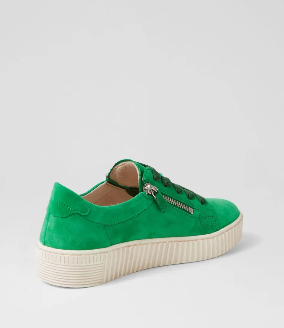 Chaussures GABOR Amelia Confort - Baskets en daim souple femme, teinte vert-beige raffinée