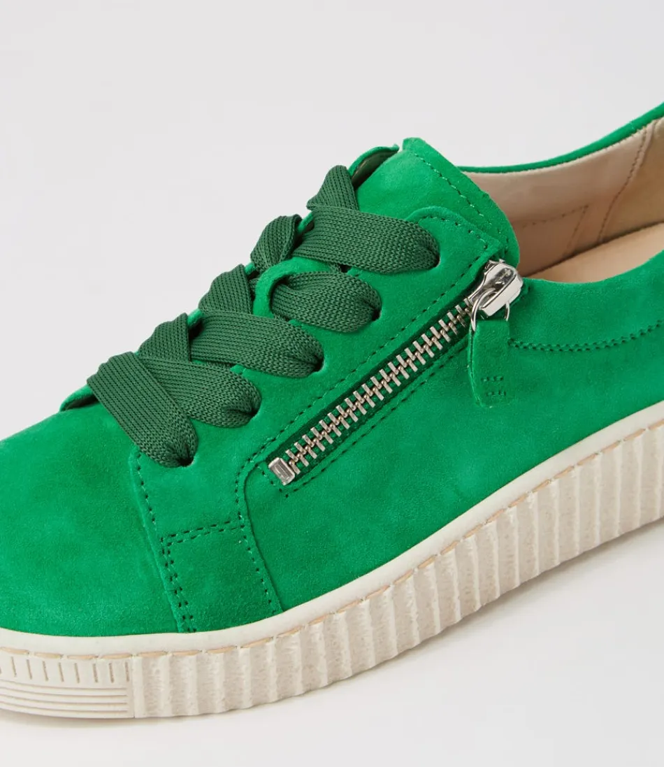 Chaussures GABOR Amelia Confort - Baskets en daim souple femme, teinte vert-beige raffinée