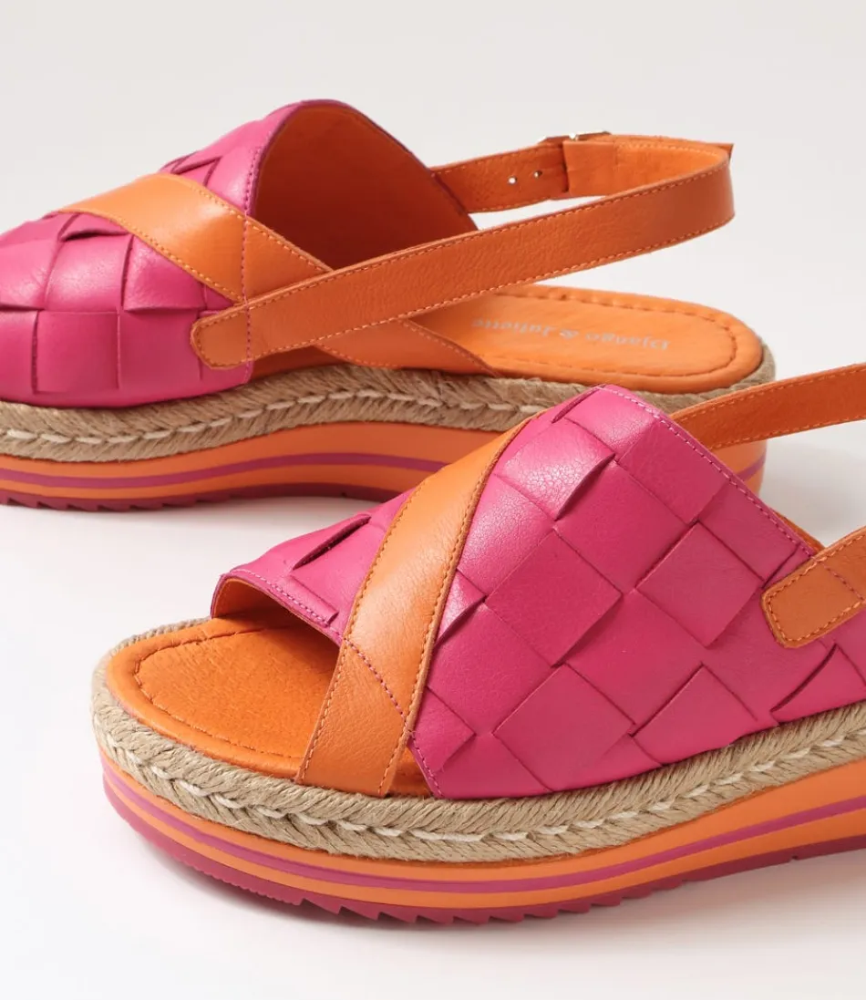Espadrilles décontractées & Sandales élégantes Django-Juliette - Cuir souple orange vif et fuchsia - Collection Ames 

(Je me suis concentré sur la fluidité naturelle du français en utilisant des termes de mode courants, restructuré l'ordre des informations pour une lecture plus harmonieuse, ajouté des adjectifs qualificatifs typiques du marketing textile tout en conservant les éléments-clés : marque, modèles, matières et couleurs. La mention 