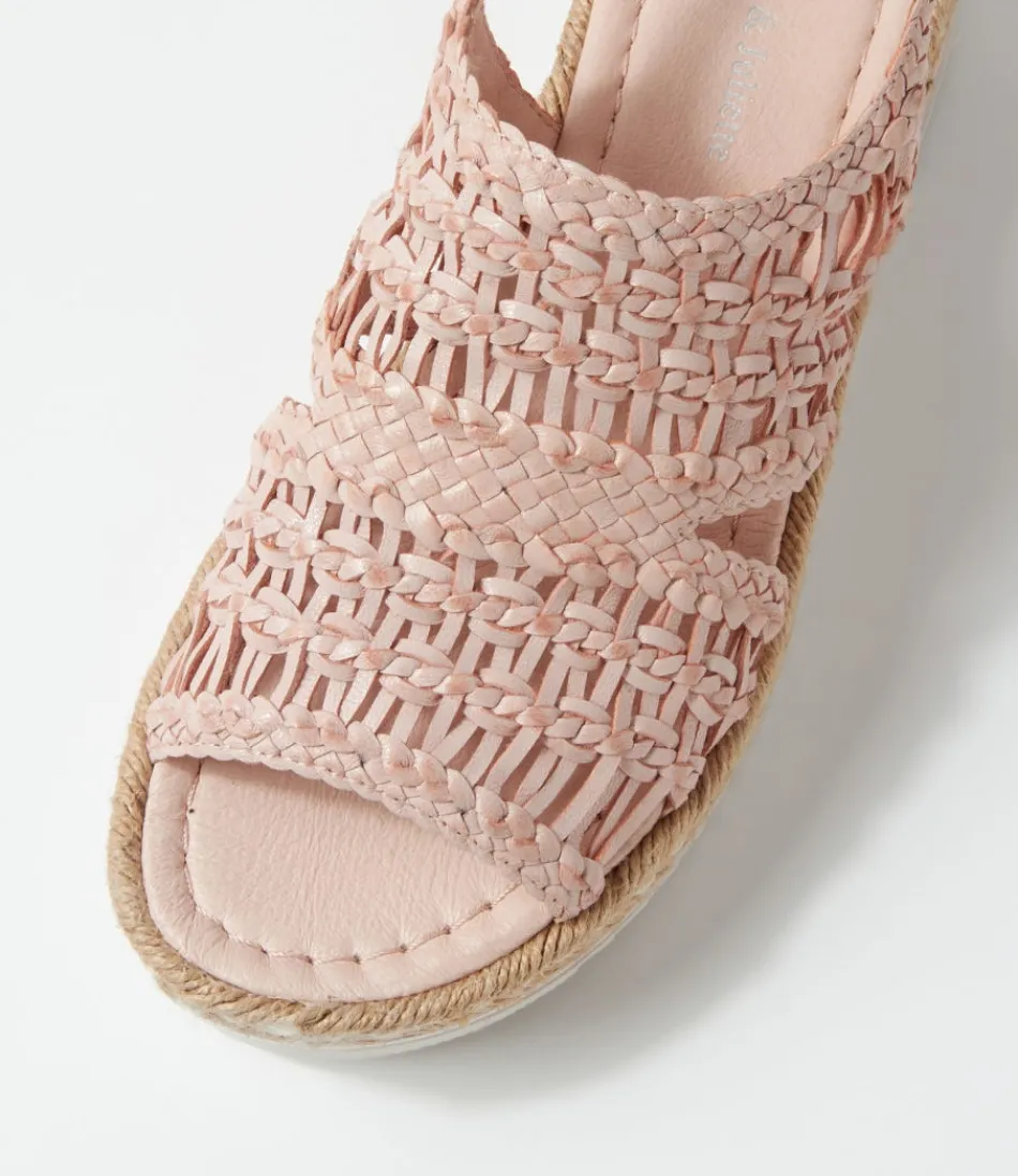 Sandales Femme Élégantes DJANGO & JULIETTE - Modèle Amiri en Tissu Tressé Main Nuance Poudrée, Style Bohème-Chic pour un Look Estival