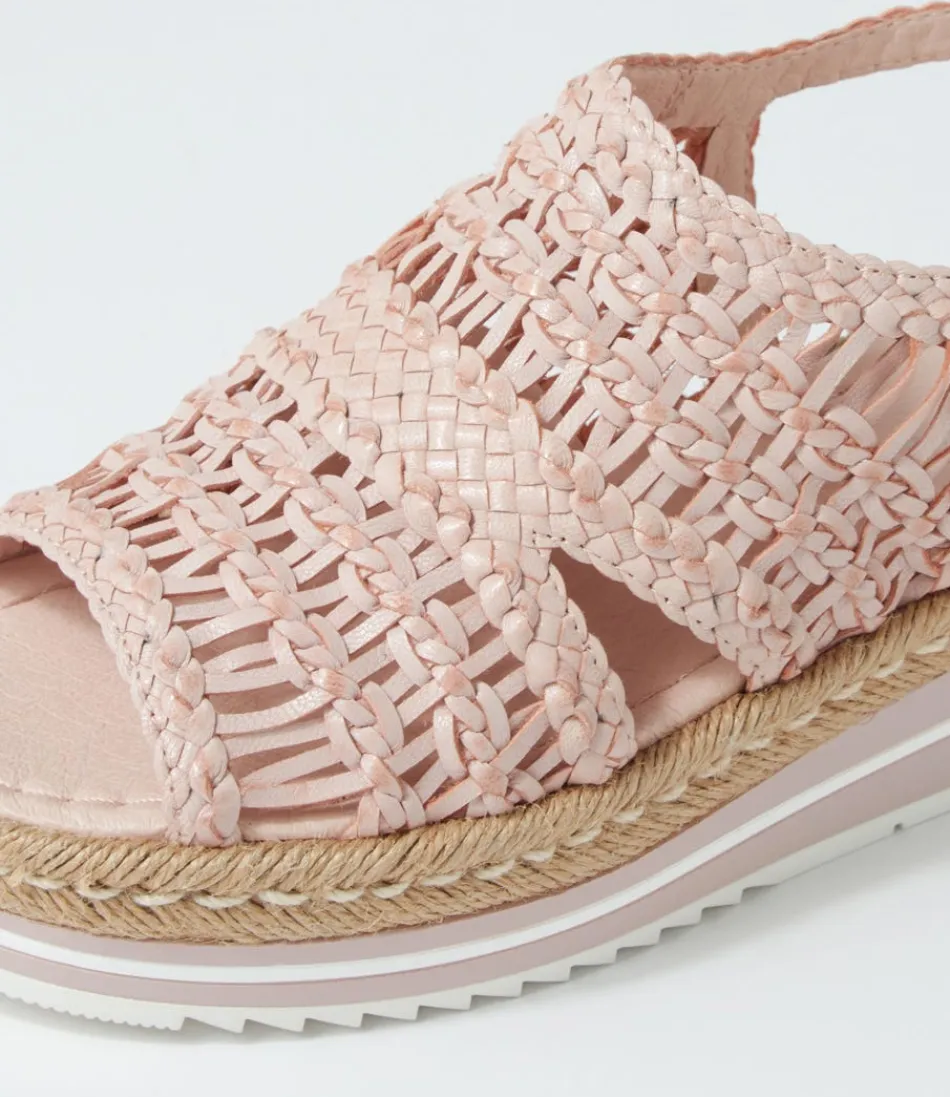 Sandales Femme Élégantes DJANGO & JULIETTE - Modèle Amiri en Tissu Tressé Main Nuance Poudrée, Style Bohème-Chic pour un Look Estival