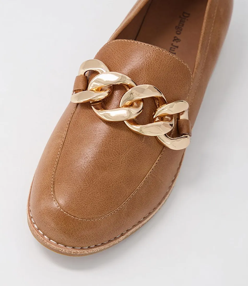 Derby féminins Django & Juliette - Mocassins en cuir souple camel Ampard - Chaussures d'intérieur/extérieur élégantes et confortables