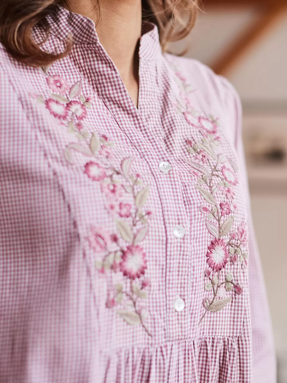 Chemise de Nuit à Carreaux Anglais - Collection Printanière April Cornell à Prix Doux