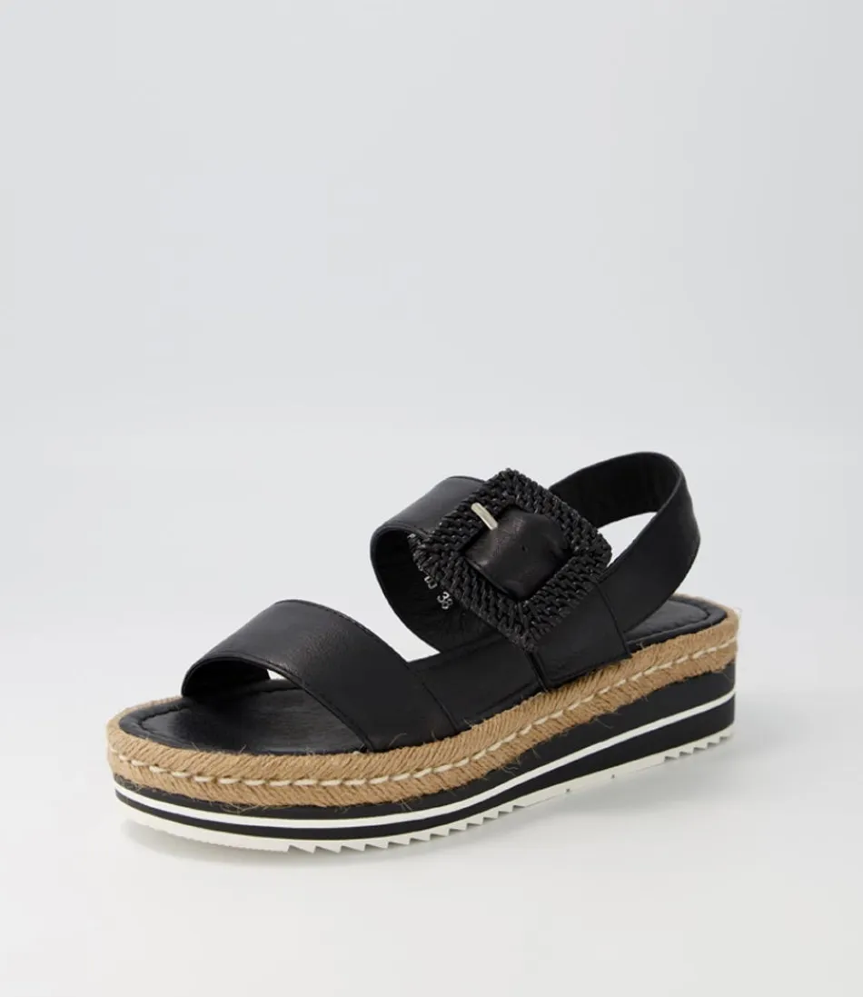 Espadrilles élégantes pour femme DJANGO & JULIETTE - Modèle Anton en cuir noir souple