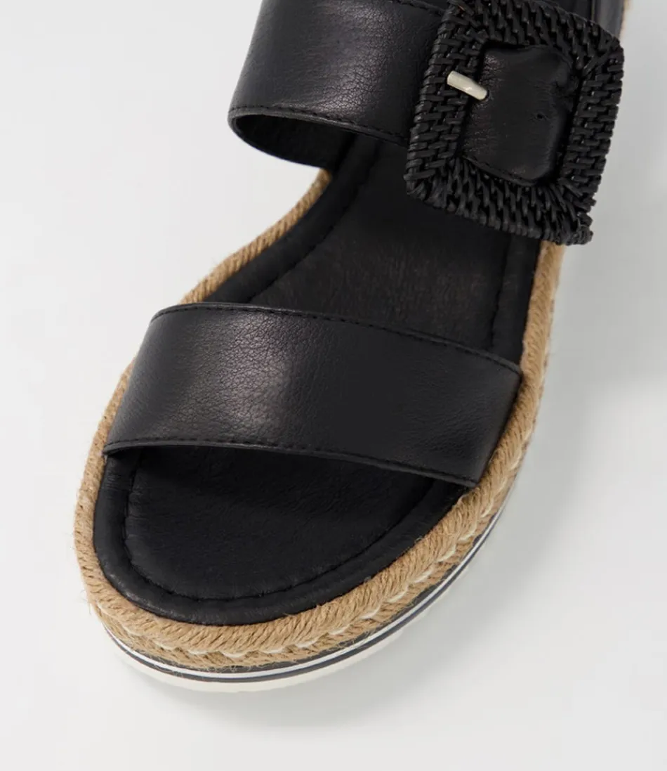 Espadrilles élégantes pour femme DJANGO & JULIETTE - Modèle Anton en cuir noir souple