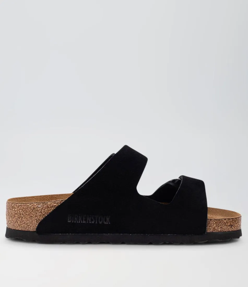 Sandales Souples BIRKENSTOCK Arizona - Confort Optimal en Suède Noir (Modèle SFB) - Marque Allemande Authentique