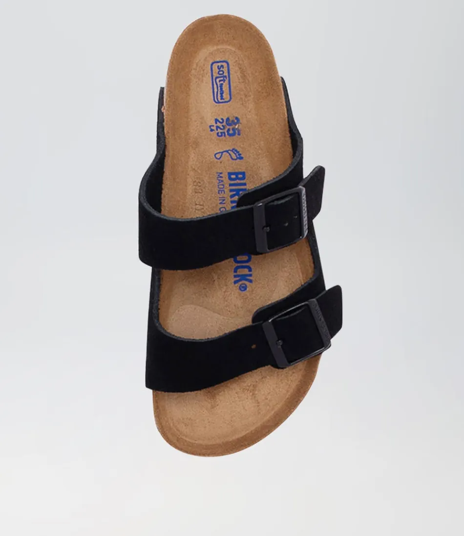 Sandales Souples BIRKENSTOCK Arizona - Confort Optimal en Suède Noir (Modèle SFB) - Marque Allemande Authentique
