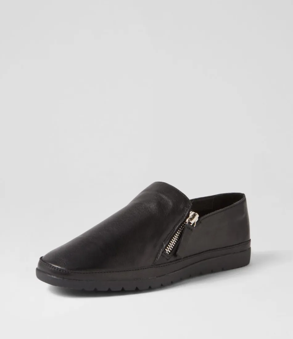 Élégantes mocassins plates DIANA FERRARI - Modèle Ashli en cuir noir pour femme